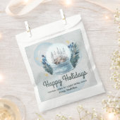 スノーグローブ水彩クリスマスホリデーギフトタグ フェイバーバッグ (クリップ留めされた状態)