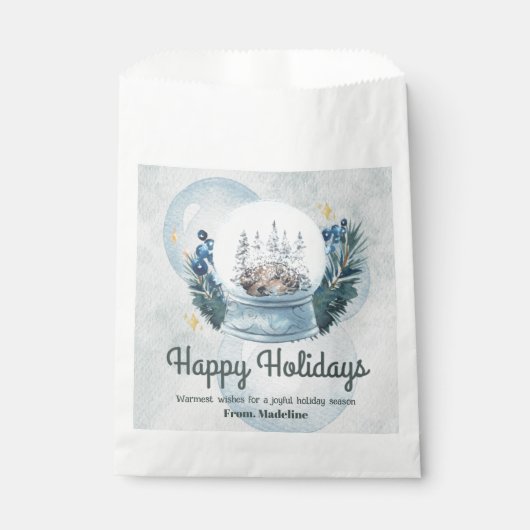 スノーグローブ水彩クリスマスホリデーギフトタグ フェイバーバッグ (正面)
