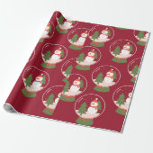 スノーグローブ雪だるまクリスマス ラッピングペーパー (アンロールド)