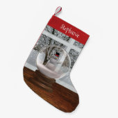 スノーグローブ雪だるま スモールクリスマスストッキング (正面 (吊り時))