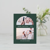 スノーグローブ クリスマス フォト グリーン 箔シーズンポストカード (立ち正面)