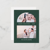 スノーグローブ クリスマス フォト グリーン 箔シーズンポストカード (正面/裏面)