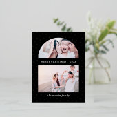 スノーグローブ クリスマス フォト ブラック 箔シーズンポストカード (立ち正面)