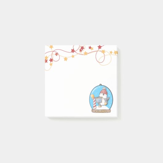 スノーグローブ クリスマス ペンギン付箋 ポストイット (正面)