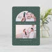 スノーグローブ グリーン クリスマス ホリデー フォト カード (スタンド正面)