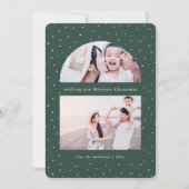 スノーグローブ グリーン クリスマス ホリデー フォト カード (正面)