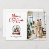 スノーグローブ サンタ フォト メリークリスマス カード (正面/裏面)