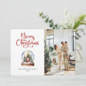 スノーグローブ サンタ フォト メリークリスマス カード (スタンド正面)