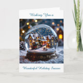 スノーグローブ ヴィンテージ トレイン | ハッピー ホリデー シーズンカード (正面)