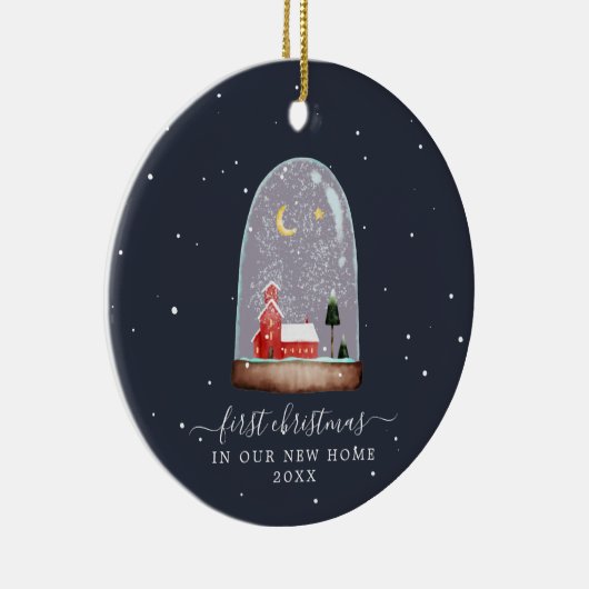 スノーグローブ |初めてのクリスマスの新しいホーム セラミックオーナメント (右)