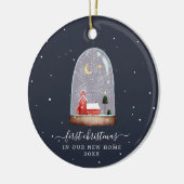 スノーグローブ |初めてのクリスマスの新しいホーム セラミックオーナメント (左)