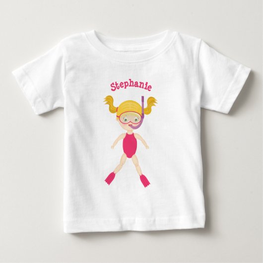 スノーケリングガールビーチパーティー ベビーTシャツ (正面)