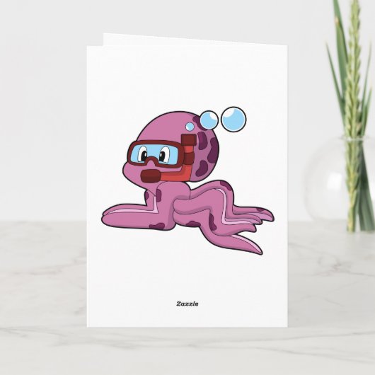 スノーケルとダイバーとしてのタコ カード (裏面)