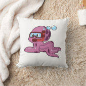 スノーケルとダイバーとしてのタコ クッション (ブランケット)