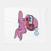 スノーケルとダイバーとしてのタコ フリースブランケット (正面(横))