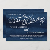 スノーケルの青い水彩画のモダンな結婚式のタイポグラフィ 招待状 (正面/裏面)