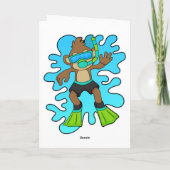 スノーケルをつけたサルダイバー カード (裏面)