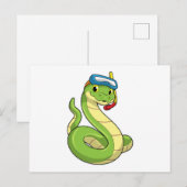 スノーケルをつけたスネークダイバー ポストカード (正面/裏面)