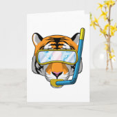 スノーケルをつけたダイバーとしての虎 カード (黄色い花)