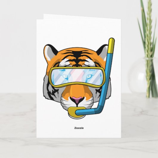 スノーケルをつけたダイバーのような虎 カード (裏面)