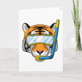 スノーケルをつけたダイバーのような虎 カード (正面)