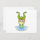 スノーケルをつけたダイビングのカエル ポストカード (正面/裏面)