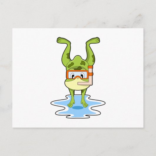 スノーケルをつけてダイビングするカエル ポストカード (正面)