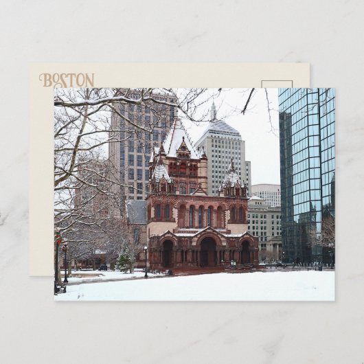スノーコプリースクエアボストンマサチューセッツ州はがき シーズンポストカード (正面/裏面)
