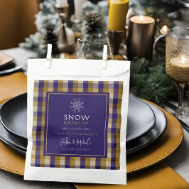 スノーコージーインラブプレイドネイビー&タンウェディングシャワー フェイバーバッグ