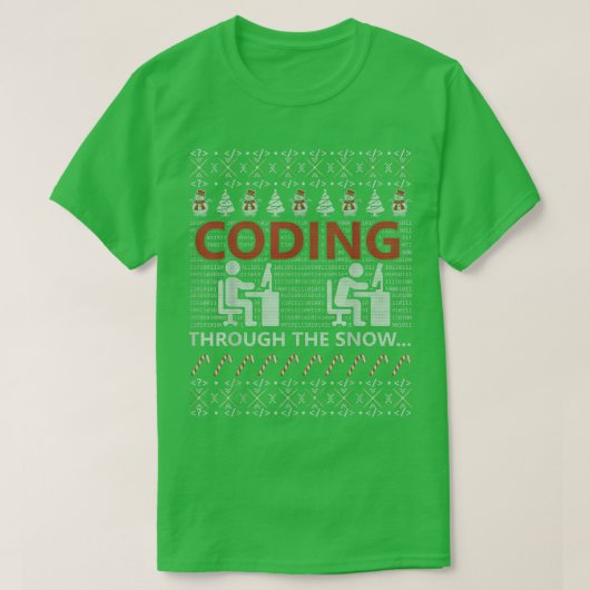 スノーコーダプログラマセーターGを介したコーディング Tシャツ (デザイン正面)