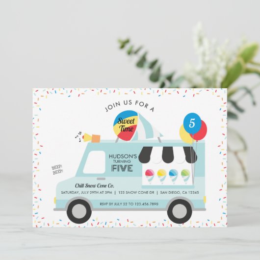 スノーコーントラック誕生日パーティーの招待状 招待状 (スタンド正面)