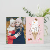 スノーコーンフォトクリスマスカード – ピンク 案内状 (スタンド正面)