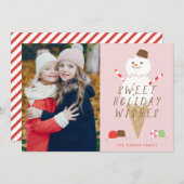 スノーコーンフォトクリスマスカード – ピンク 案内状 (正面/裏面)