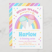 スノーコーンプールパーティの招待状 招待状 (正面/裏面)