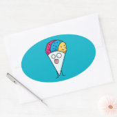スノーコーン舌ファンの氷シロップ甘い味 楕円形シール (封筒)