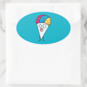 スノーコーン舌ファンの氷シロップ甘い味 楕円形シール (バッグ)