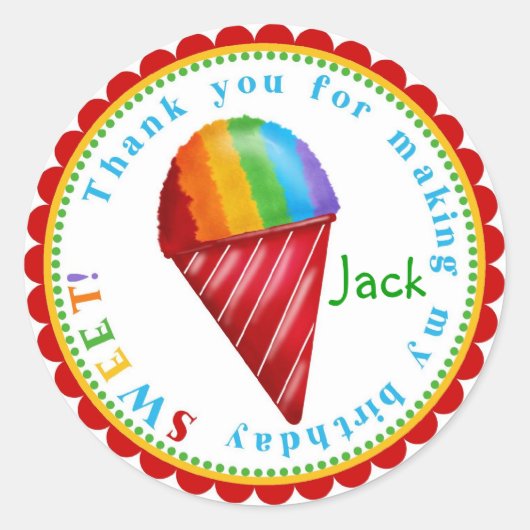 スノーコーン誕生日シール ラウンドシール (正面)