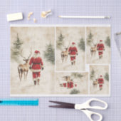 スノーサンタとトナカイ 薄葉紙 (クラフト)