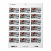 スノーシューウサギ&レッド(鳥)ショウジョウコウカンチョウバードウォーター色アート ラベル (フルシート)