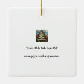 スノーシューウサギ&（鳥）ショウジョウコウカンチョウバードウォーター色アートサー セラミックオーナメント (裏面)