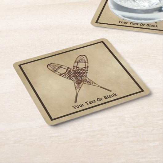 スノーシューズオンオールド紙 スクエアペーパーコースター (アングル)