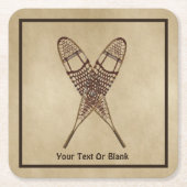 スノーシューズオンオールド紙 スクエアペーパーコースター (正面)