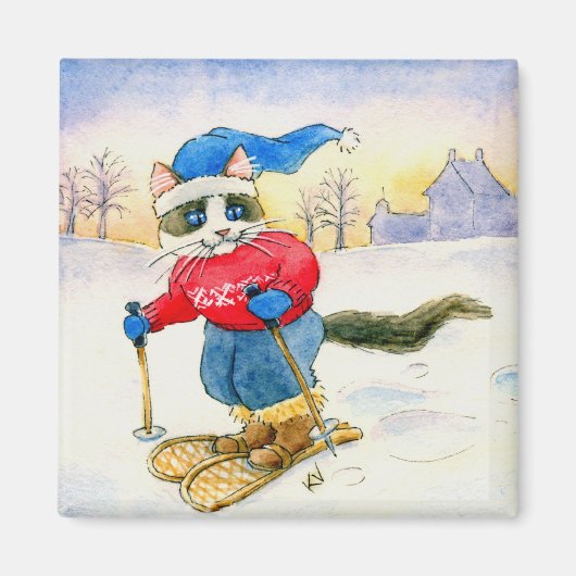 スノーシュー猫マグネット マグネット (正面)