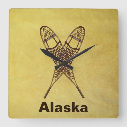 スノーシュー スクエア壁時計 (正面)