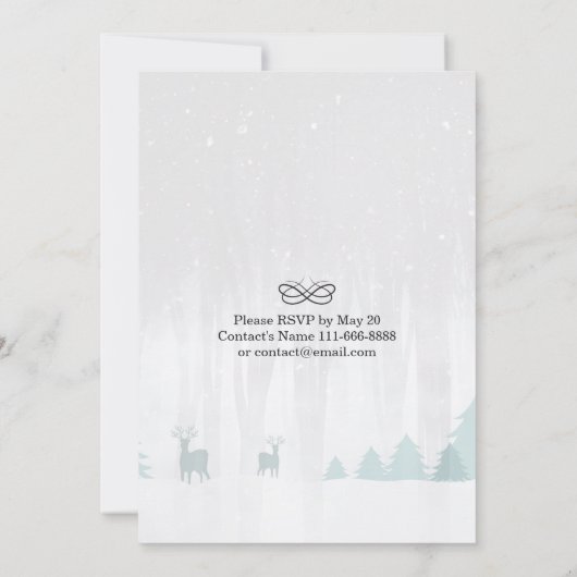 スノーシーンブライダルシャワーウィンターウェディング招待状 招待状 (裏面)