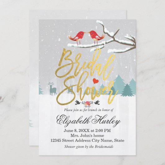 スノーシーンブライダルシャワーウィンターウェディング招待状 招待状