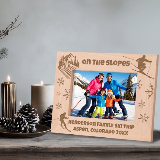 スノースキーオンザグレーズカスタム文字 レーザー彫刻フレーム