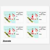 スノースキースキークリスマスホリデーギフトラベル 長方形シール (シート)