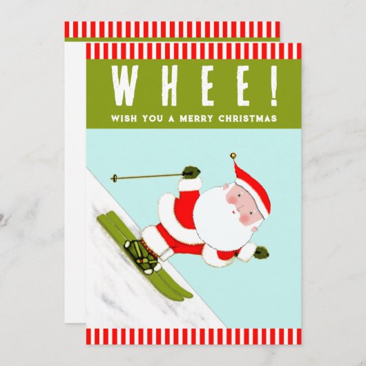 スノースキースキークリスマス シーズンカード (正面/裏面)