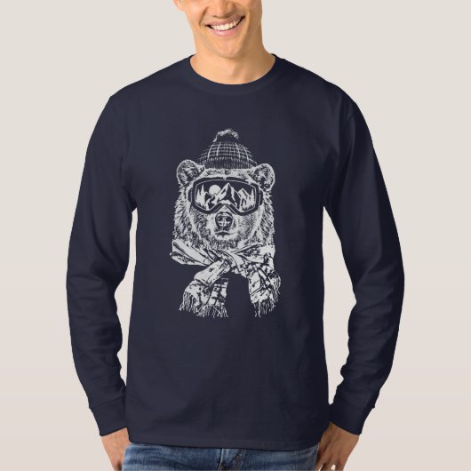 スノースキートリップスキーおもしろいクマ冬 Tシャツ (正面)